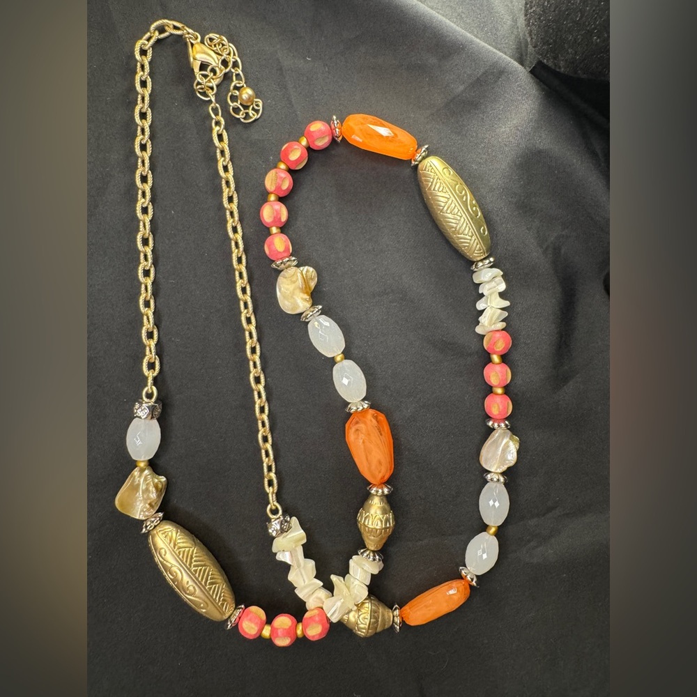 Chico’s Multi Colored Bead w/Gold Necklace